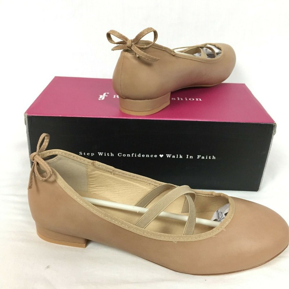 RF Room of Fashion Mary Jane Low Heel Flats 9 Tan